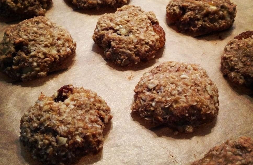 Havermout koekjes met banaan en rozijnen